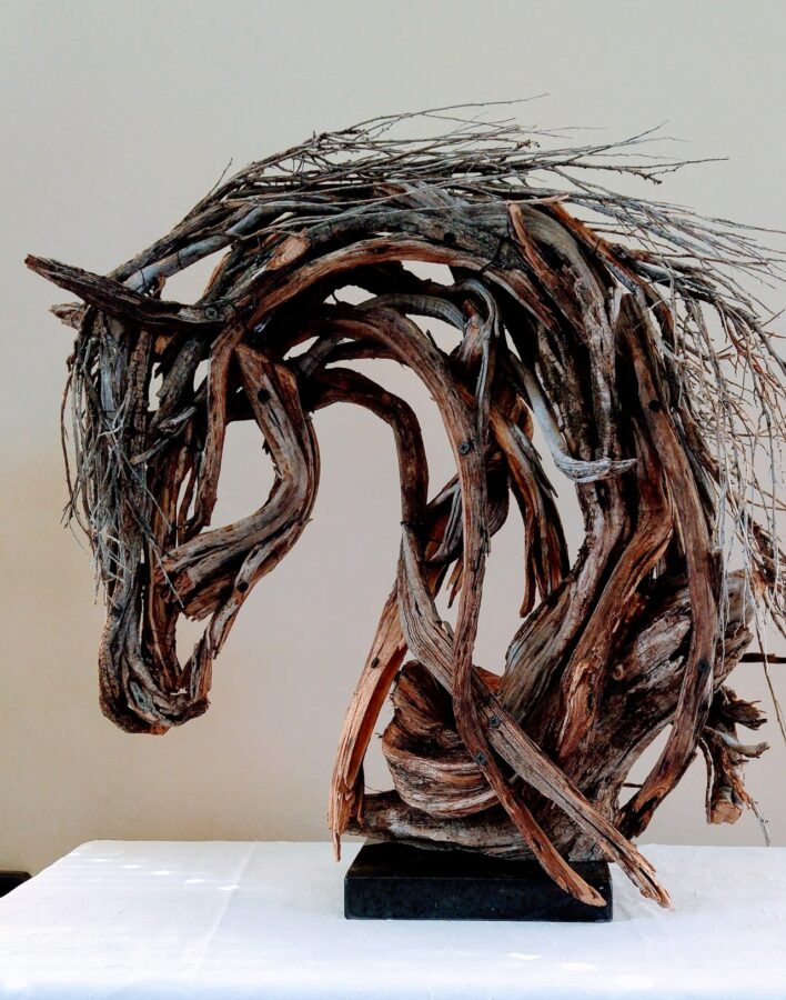 Photo of mixed media horse head sculpture by Brenna Kimbro