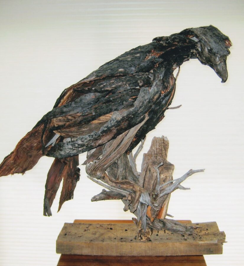 Photo of mixed media hawk sculpture by Brenna Kimbro